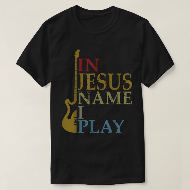 Camiseta En nombre de Jesús toco guitarra (Diseño del anverso)