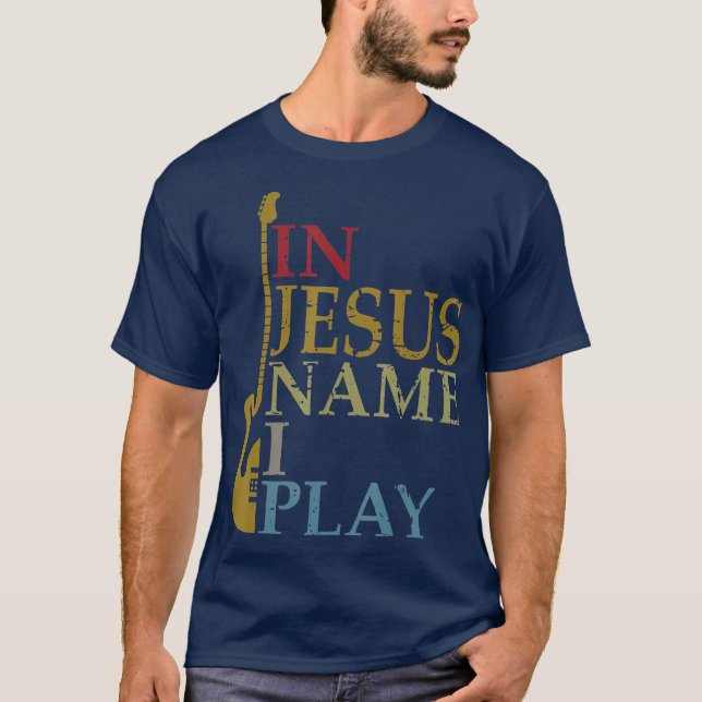 Camiseta En nombre de Jesús toco guitarra (Anverso)