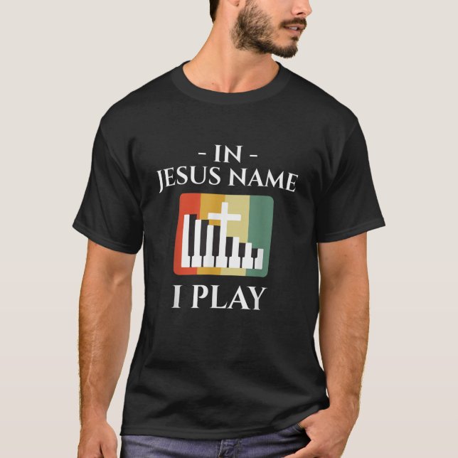 Camiseta En nombre de Jesús toco Piano Música Cristiana Lov (Anverso)