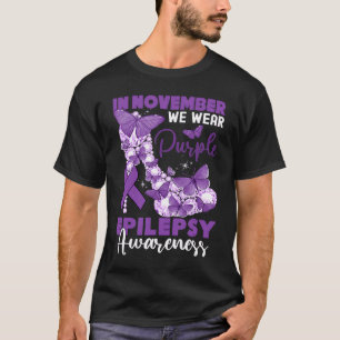 Camiseta En Noviembre Usa Tacón Alto Morado Mariposa Epilep