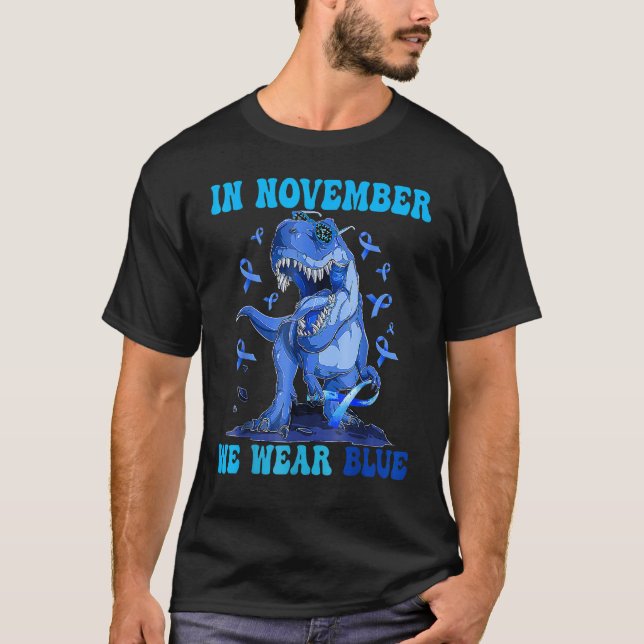 Camiseta En Noviembre Usamos Awarene De Diabetes De Dinosau (Anverso)