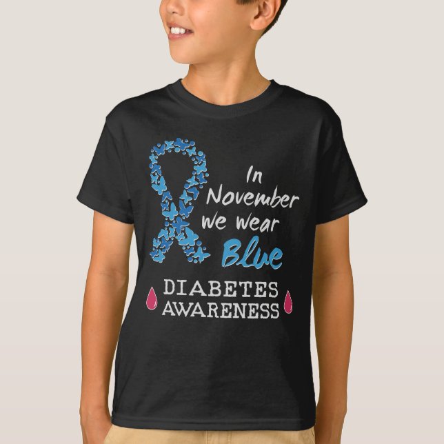 Camiseta En noviembre usamos azul, conciencia sobre la diab (Anverso)