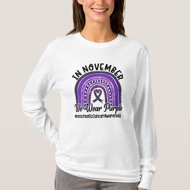 Camiseta En Noviembre Usamos Cáncer Púrpura Pancreático (Anverso)