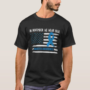 Camiseta En Noviembre Usamos Cinta Azul Bandera Estadounide