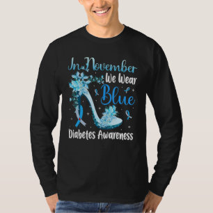 Camiseta En Noviembre Usamos Diabetes Azules De Alto Talón 