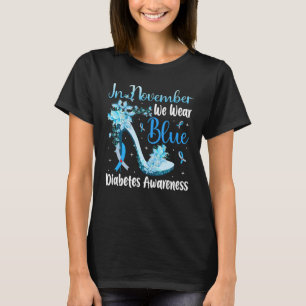 Camiseta En Noviembre Usamos Diabetes Azules De Alto Talón 