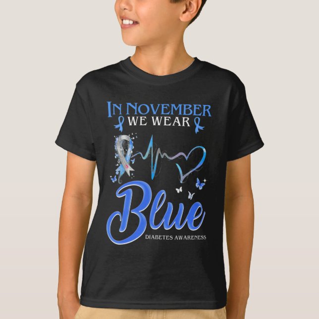 Camiseta En Noviembre Usamos Diabetes Azules De Latido (Anverso)