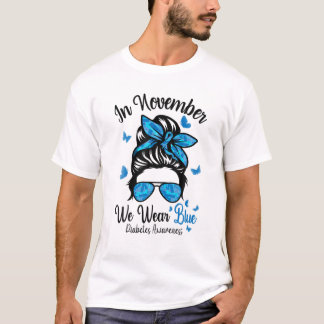 Camiseta En Noviembre, Usamos Diabetes Azules Y Desordenado