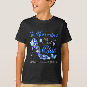 Camiseta En Noviembre Usamos Diabetes De Alto Talón Azul