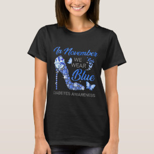 Camiseta En Noviembre Usamos Diabetes De Alto Talón Azul