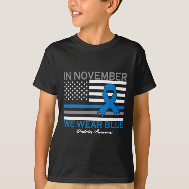 Camiseta En Noviembre Usamos Diabetes Diabéticos Azules T1d (Anverso)