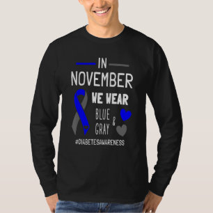 Camiseta En Noviembre Usamos Diabetes T1d De Cinta Gris Azu