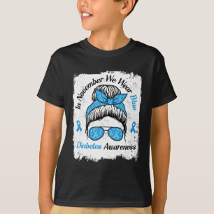 Camiseta En Noviembre Usamos Diabetes Tipo Pelo Azul Desord