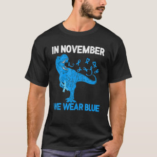 Camiseta En Noviembre Usamos Dino Trex Azul Diabetes Awaren