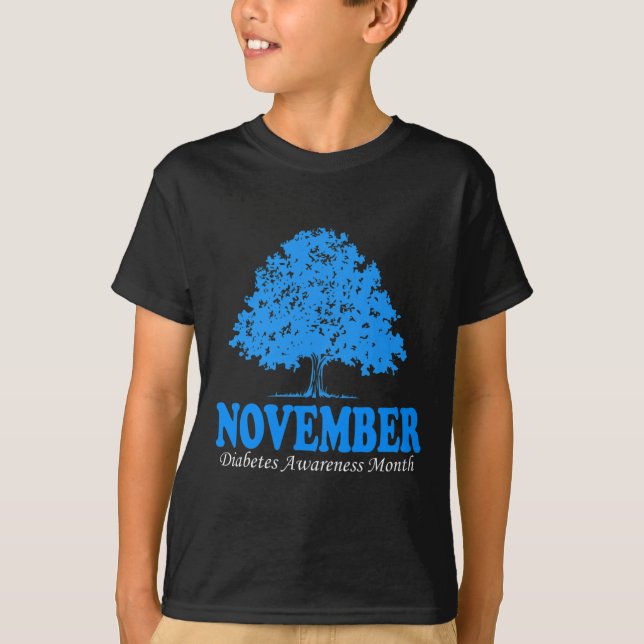 Camiseta En Noviembre Usamos La Calabaza Azul Diabetes Awar (Anverso)
