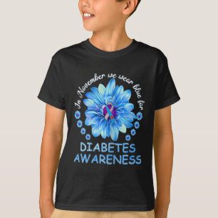 Camiseta En Noviembre Usamos La Diabetes De Girasol Azul Aw