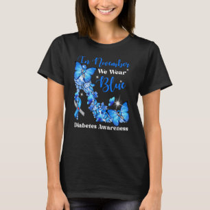 Camiseta En Noviembre Usamos Mariposas Azules Para La Diabe