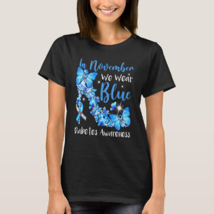 Camiseta En Noviembre Usamos Mariposas Azules Para La Diabe