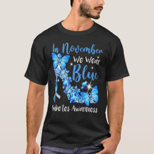 Camiseta En Noviembre Usamos Mariposas Azules Para La Diabe