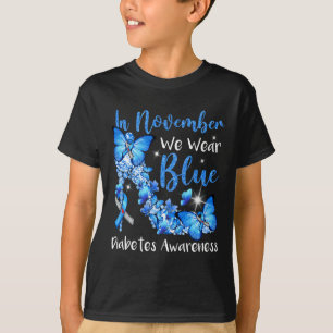 Camiseta En Noviembre Usamos Mariposas Azules Para La Diabe