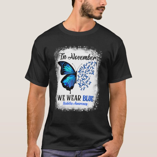 Camiseta En Noviembre Usamos Mariposas Azules Para La Diabe (Anverso)