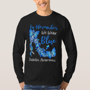 Camiseta En Noviembre Usamos Mariposas Azules Para La Diabe