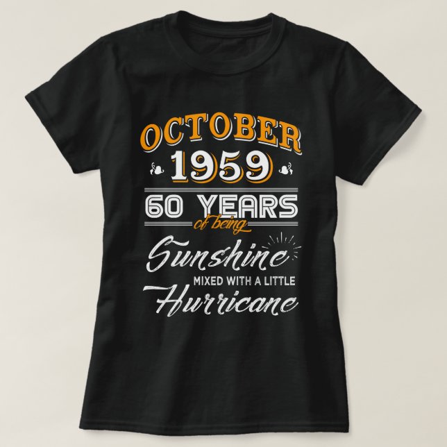 Camiseta En octubre de 1959 60.os regalos del aniversario (Diseño del anverso)