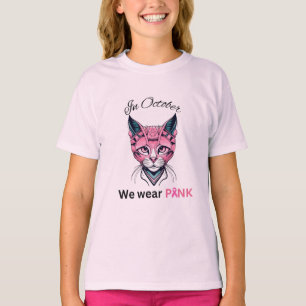 Camiseta En octubre llevamos puesto rosa con gato rosa