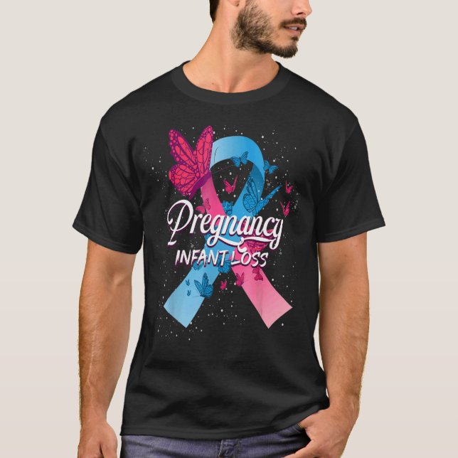 Camiseta En Octubre Se Usa Embarazo Rosa Azul Y Pérdida Inf (Anverso)