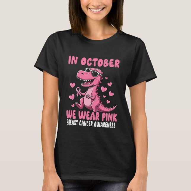 Camiseta En Octubre Usamos Awa El Cáncer De Mama De Dinosau (Anverso)
