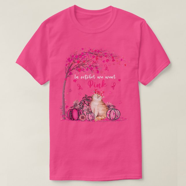 Camiseta En Octubre, Usamos Awa El Cáncer De Mama De Gato R (Diseño del anverso)