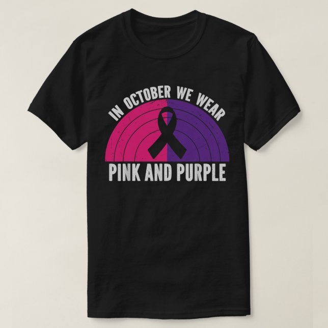 Camiseta En Octubre Usamos Awarene De Octubre Rosa Y Púrpur (Diseño del anverso)