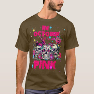 Camiseta En Octubre Usamos Azúcar Rosa Skull Halloween Brea