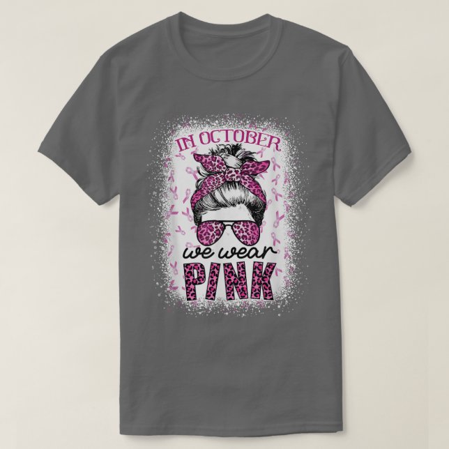 Camiseta En Octubre Usamos Bre De Leopardo Rosa Y Desordena (Diseño del anverso)