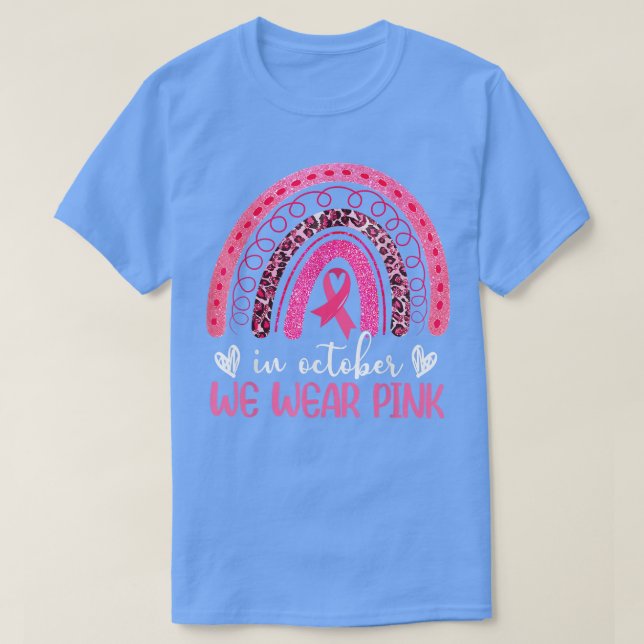 Camiseta En Octubre Usamos Breas Arcoiris De Leopardo Rosa (Diseño del anverso)