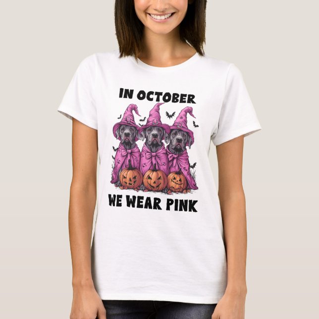 Camiseta En Octubre, Usamos Breas De Halloween Rosa (Anverso)