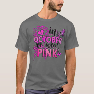 Camiseta En Octubre Usamos Ca De Pechuga De Mariposa Rosa