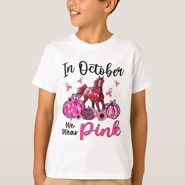 Camiseta En Octubre Usamos Calabaza De Caballo Rosa Leopard (Anverso)