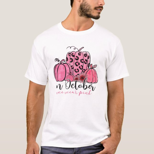 Camiseta En Octubre, Usamos Calabaza De Leopardo Rosa En El (Anverso)