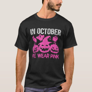 Camiseta En Octubre, Usamos Calabaza Rosa Cubierta Hallowee