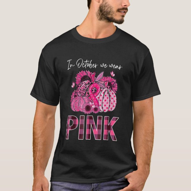 Camiseta En Octubre, Usamos Calabaza Rosada De Cáncer De Ma (Anverso)