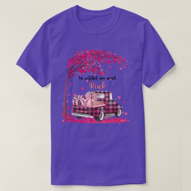Camiseta En Octubre Usamos Camión Rosa Tinta Tapada Camión (Diseño del anverso)