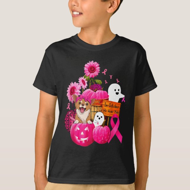 Camiseta En Octubre, Usamos Cance De Perro Chihuahua Rosa (Anverso)