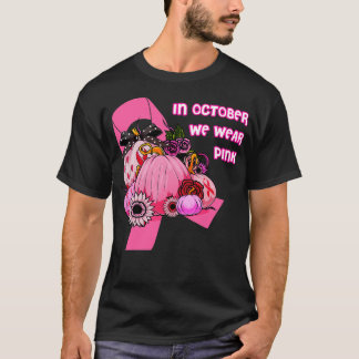 Camiseta En Octubre Usamos Cáncer De Calabaza De Cinta Rosa