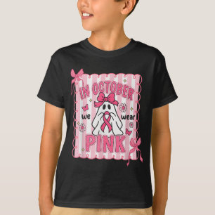 Camiseta En Octubre Usamos Cáncer De Mama Bow Rosado