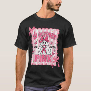 Camiseta En Octubre Usamos Cáncer De Mama Bow Rosado