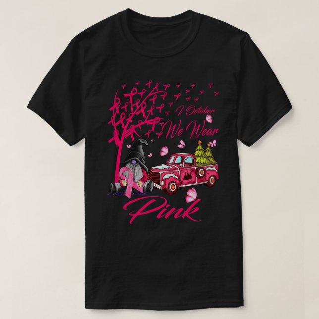 Camiseta En Octubre Usamos Cáncer De Mama Camión Rosado (Diseño del anverso)