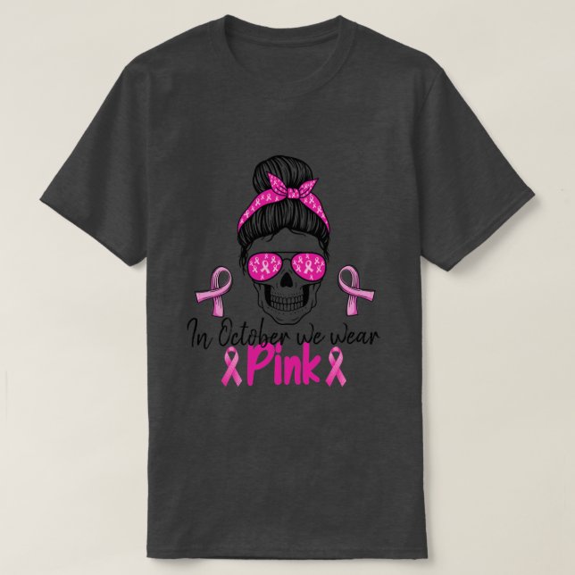 Camiseta En Octubre, Usamos Cáncer De Mama De Azúcar Rosa (Diseño del anverso)