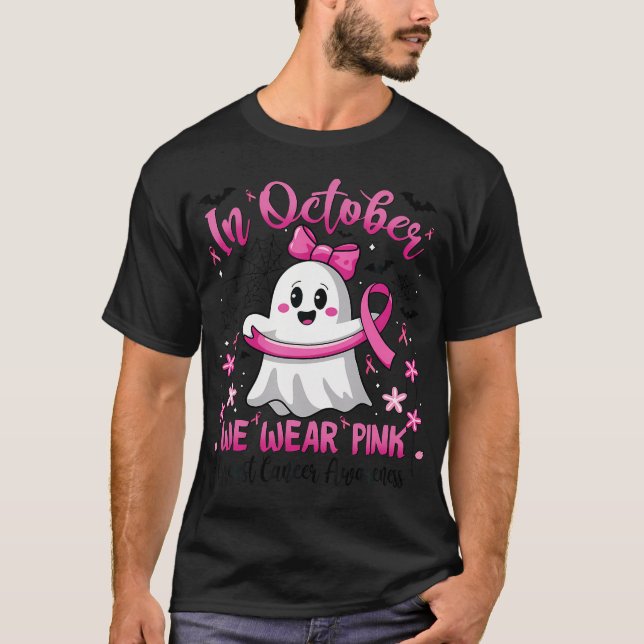 Camiseta En Octubre Usamos Cáncer De Mama De Bruja Rosa (Anverso)