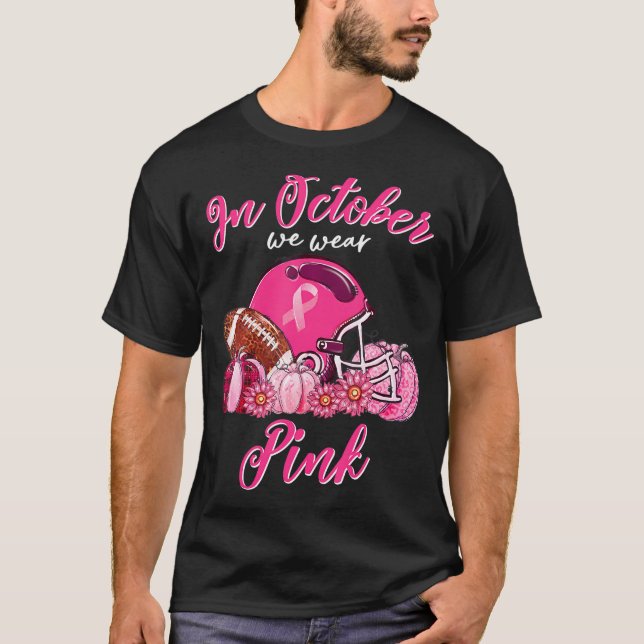 Camiseta En Octubre Usamos Cáncer De Mama De Fútbol Rosa (Anverso)